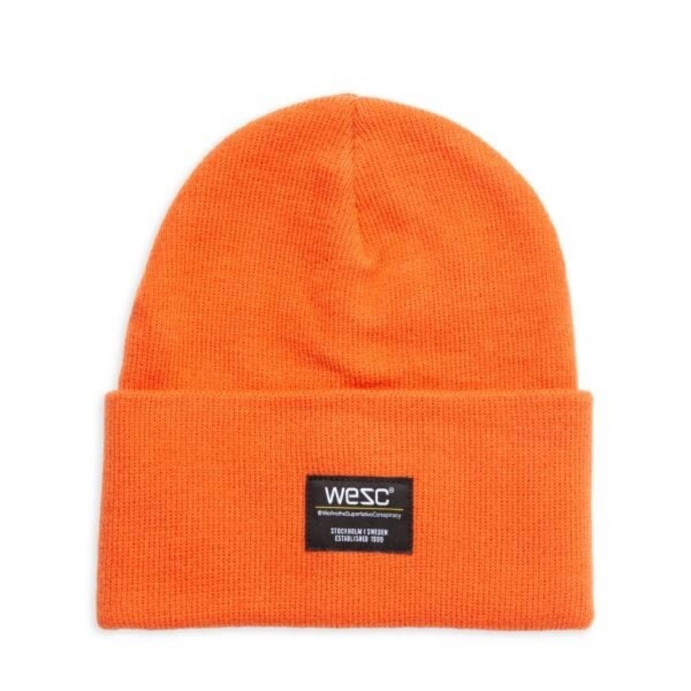 WeSC Puncho Knit Beanie in an Orange Colorway